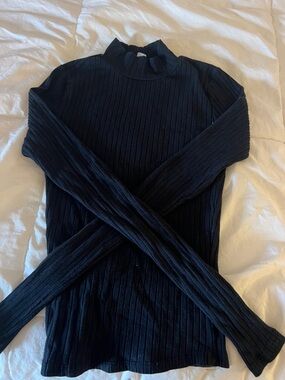 Full Tilt Black Ribbed Mock Neck Long Sleeve Top